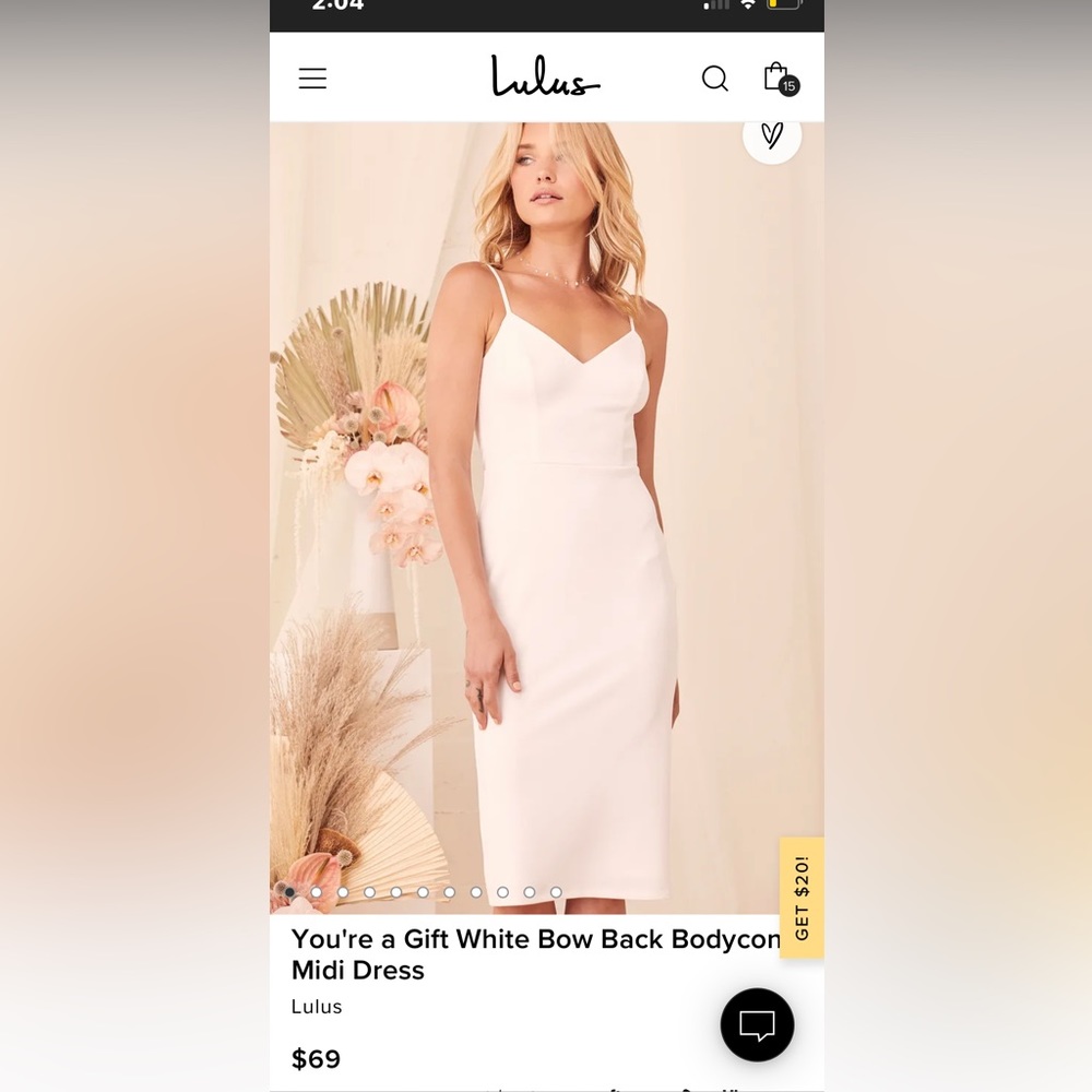 Lulus You're a Gift White Bow Back Bodycon Midi Dress XS